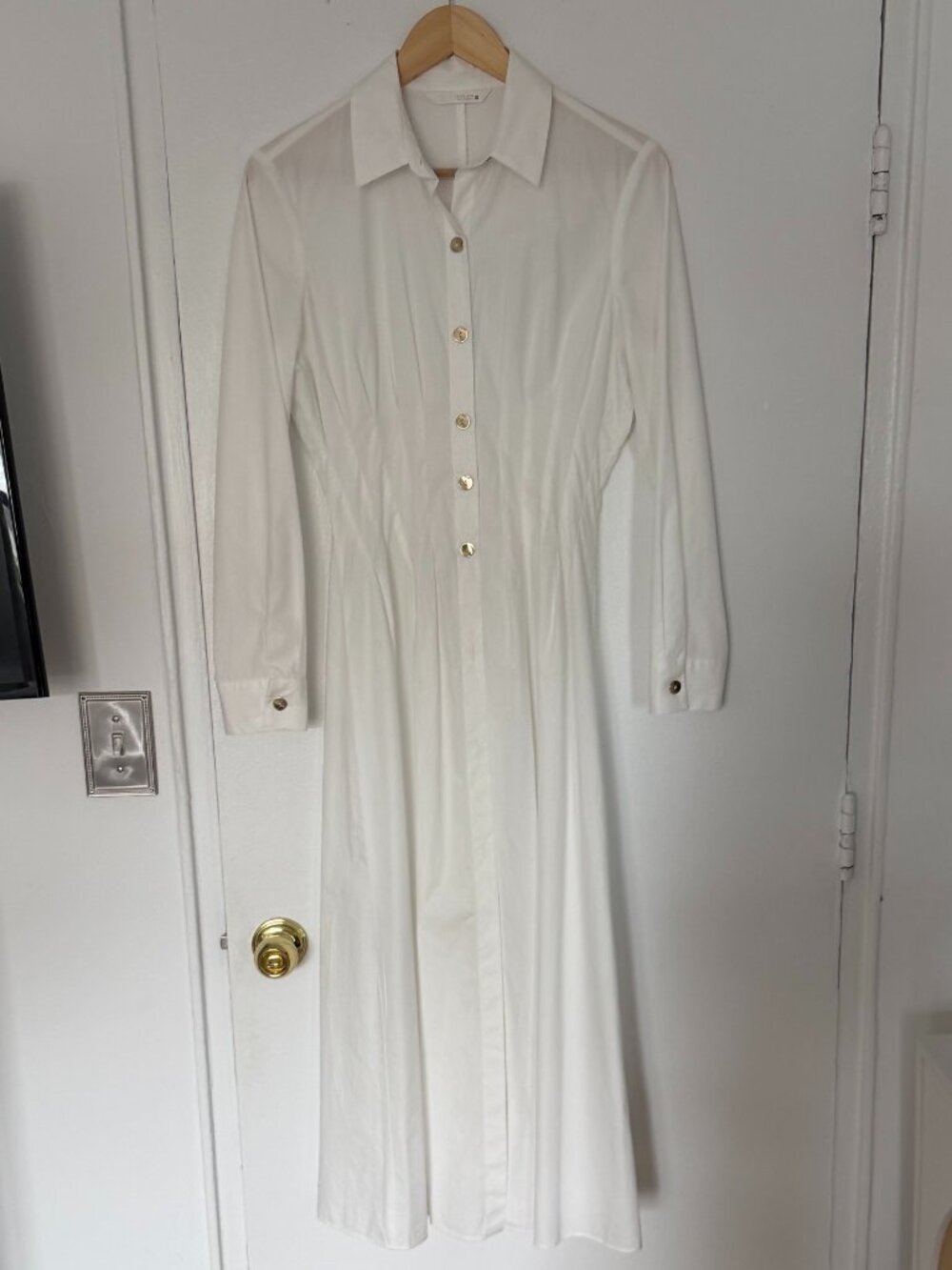 ZARA FITTED WAIST POPLIN DRESS IN WHITE SIZE SMALL - Picture 4 of 9